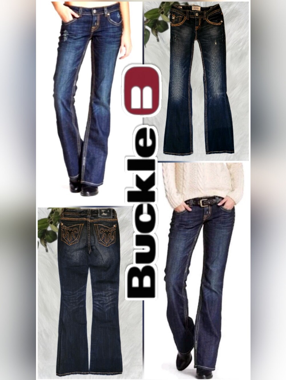 Buckle MEK DENIM Titusville Low-Rise Flare Easy Bootcut Jeans with Embroidered
